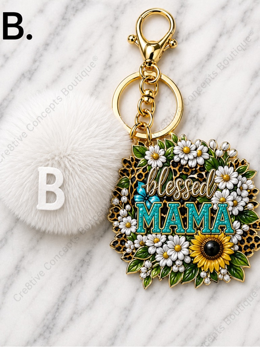 Hand-Crafted Pom Pom Lobster Claw Keychain Bag Charm | Gold Hardware - Picture 3 of 12